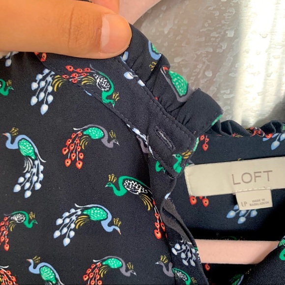 3 for $50 - Navy button down with peacock print - Picture 4 of 4